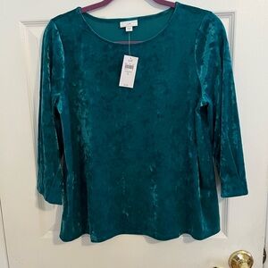 J Jill Teal Velvet Women's Top